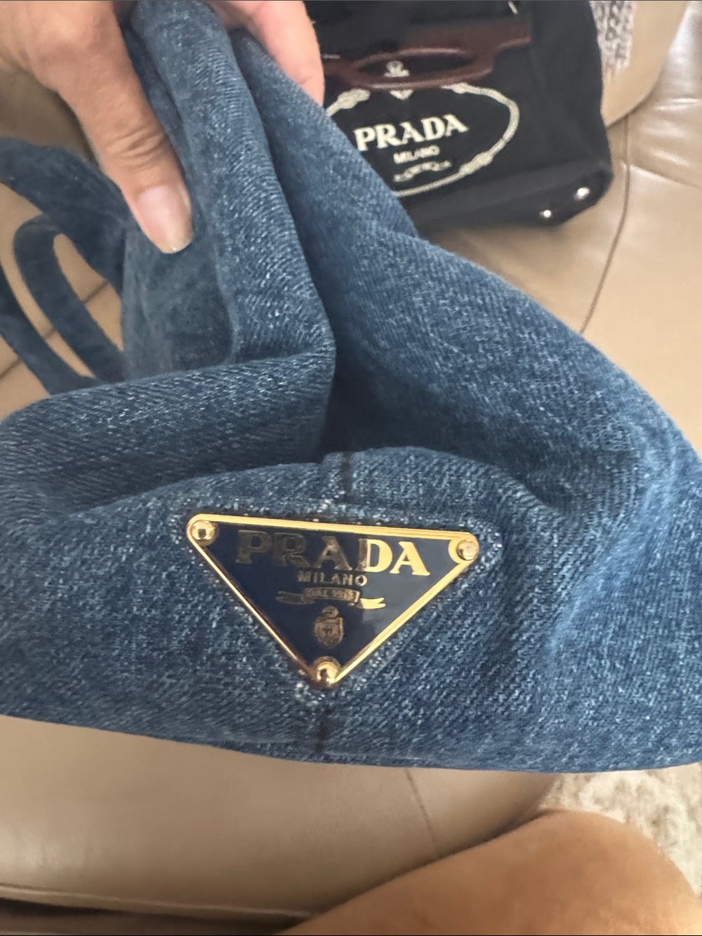 PRADA Canapa Denim Medium Canvas Tote - Picture 10 of 10